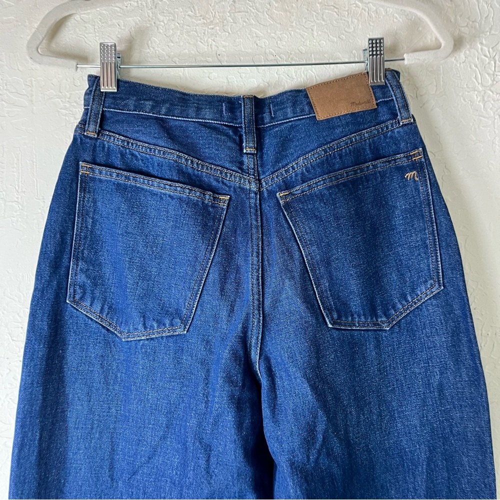 Madewell High Waisted Baggy Straight Jeans in Dark Worn Indigo Wash - Picture 11 of 15